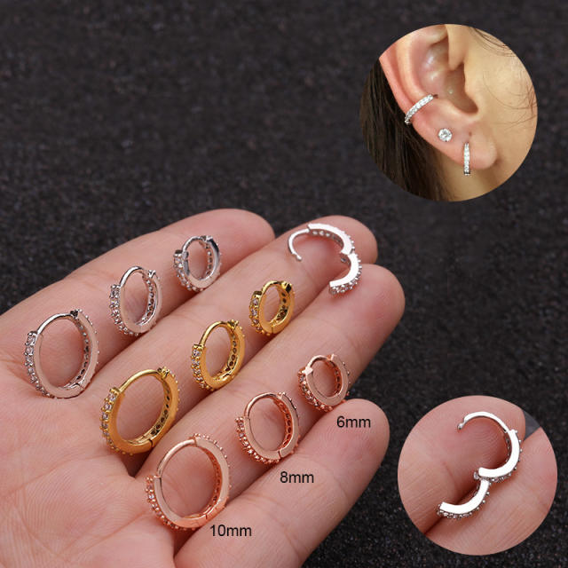 Classic cubic zircon huggie earrings