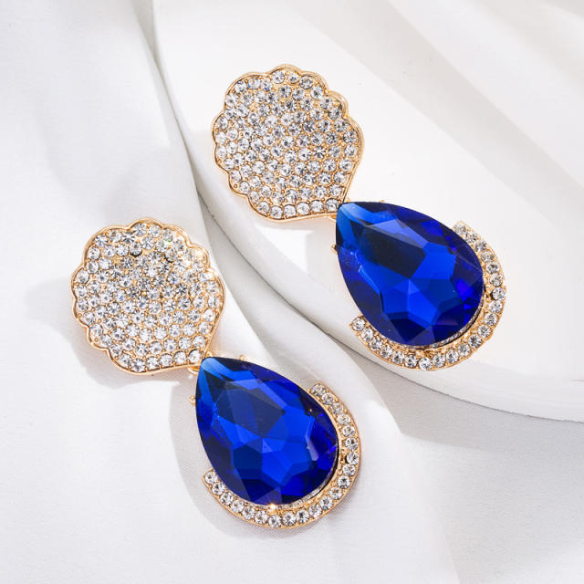 Colored drop glass crystal dangle earrings