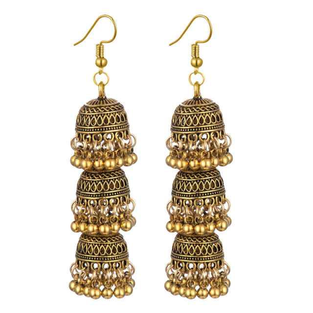 Vintage layer bell design jhumka earrings