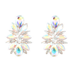 Luxury color glass crystal women ear studs