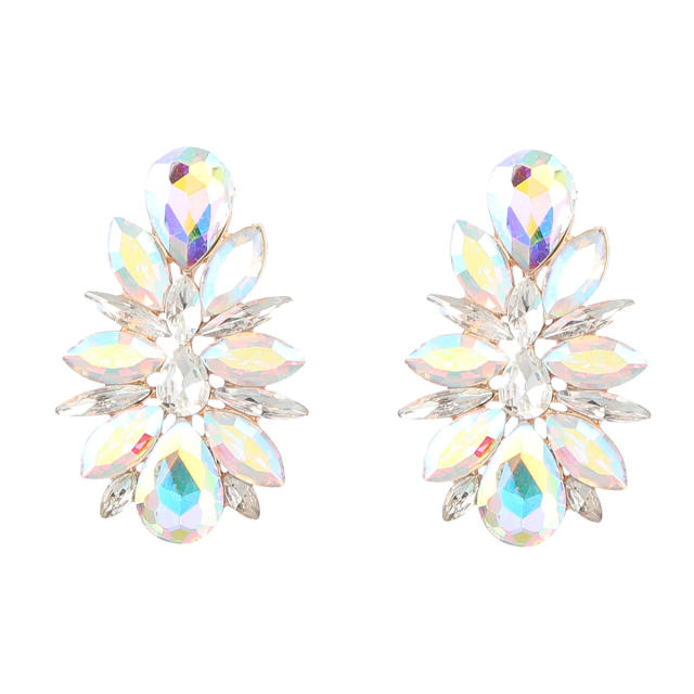 Luxury color glass crystal women ear studs
