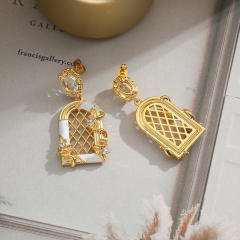 INS cubic zircon enamel dangle earrings for women  FD66185219