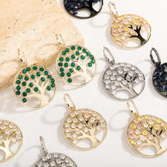 Hip hop zircon tree of life pendant earrings