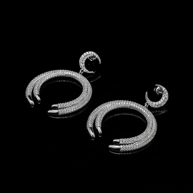 Hip hop zircon u-shaped earrings