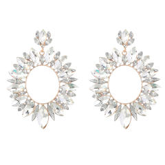 Delicate glass crystal oval shape dangel earrings