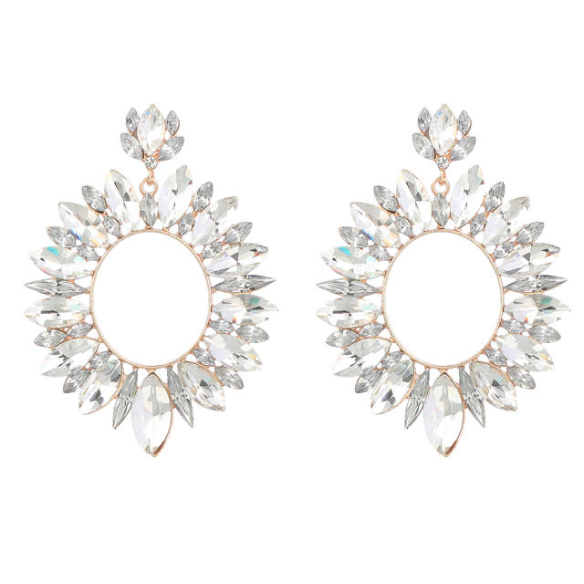 Delicate glass crystal oval shape dangel earrings