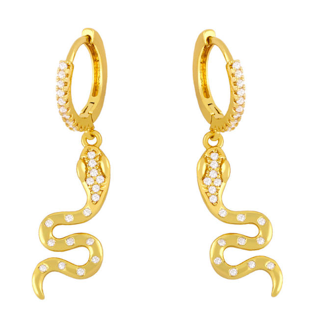 INS trend personality snake shaped copper huggie earrings