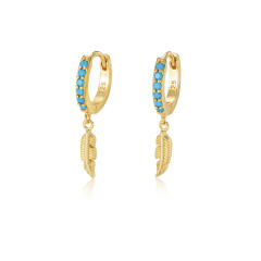 S925 sterling silver turquoise beads huggie earrings