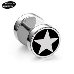 Pentagram titanium dumbbell black earings