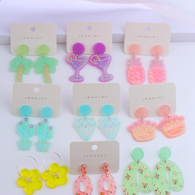 Sweet jelly color flower fruit summer earrings