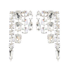 Geometric design statement rhinestone earrings
