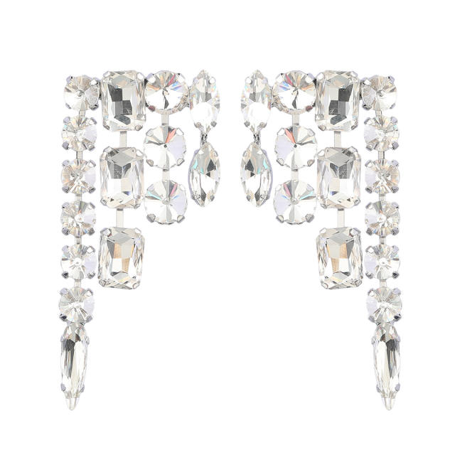 Geometric design statement rhinestone earrings
