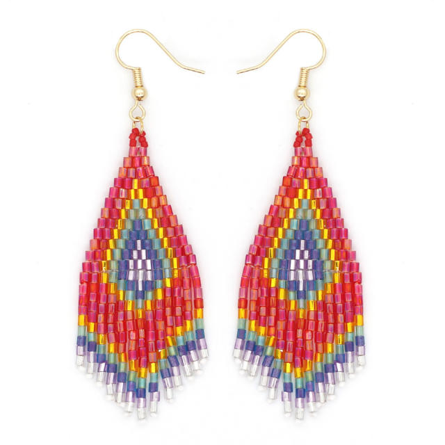 Boho handmade beaded tassel earrings