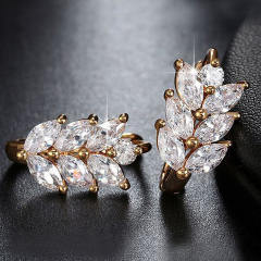 Classic cubic zircon leaf hoop earrings