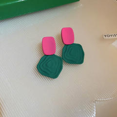 Summer green color seriex geometric ear studs