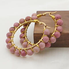 6mm amethyst agate natural stone hoop earrings