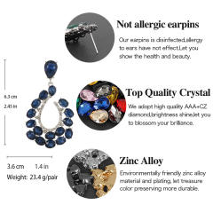 Elegant colorful glass crystal hollow drop earrings