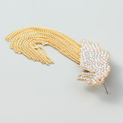 Rhinestone zebra chain tassel earrings