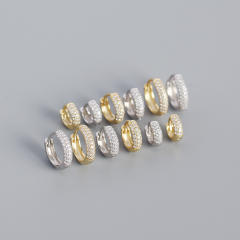S925 three line cubic zircon huggie earrings