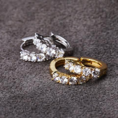 Hip hop zircon huggie earrings