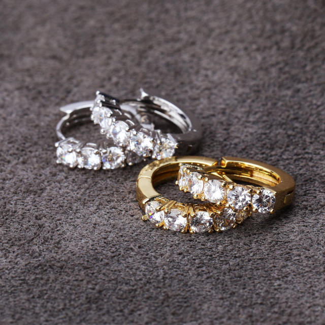 Hip hop zircon huggie earrings