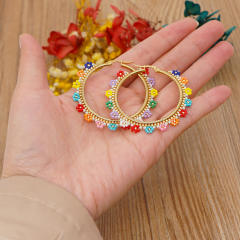 Miyuki beads handmade daisy hoop earrings