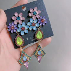 Personality color resin beads dangle earrings