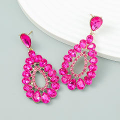 Color glass crystal statement drop earrings