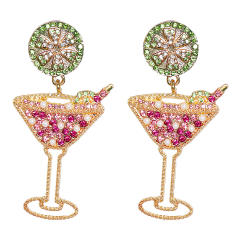 Hawaiian boho geometric fruit wine glass earrings
