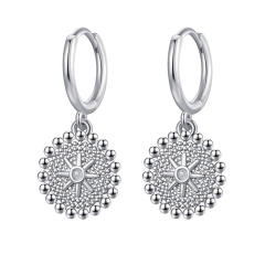 Vintage evil eye coin charm huggie earrings