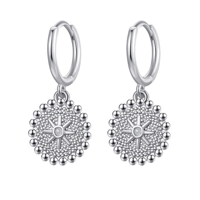 Vintage evil eye coin charm huggie earrings