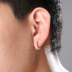 Hip hop zircon huggie earrings