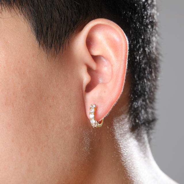 Hip hop zircon huggie earrings