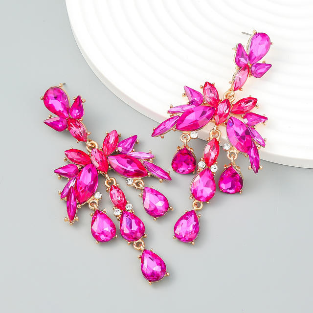 Luxury drop glass crystal statement earrings
