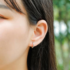 Hip hop S925 silver zircon huggie earrings
