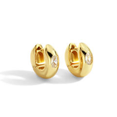 INS chunky huggie earrings with cubic zircon