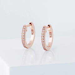 Hip hop S925 silver zircon huggie earrings