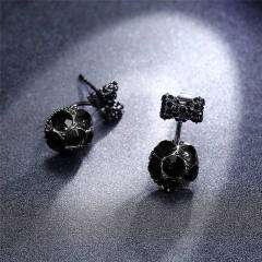 Black CZ setting tiny bow ball jacket earrings