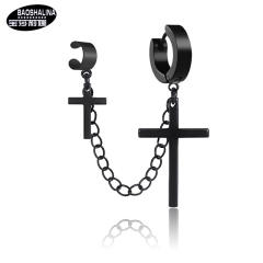 Black titanium steel cross earrings
