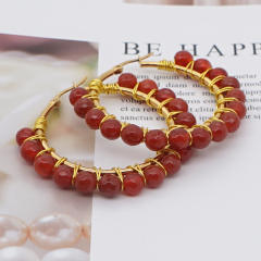6mm amethyst agate natural stone hoop earrings