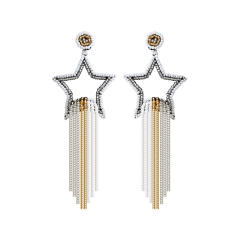 Handmade color beaded tassel star dangle earrings