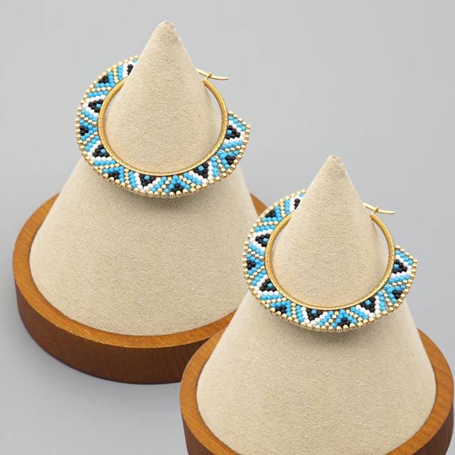 National miyuki beads hoop earrings