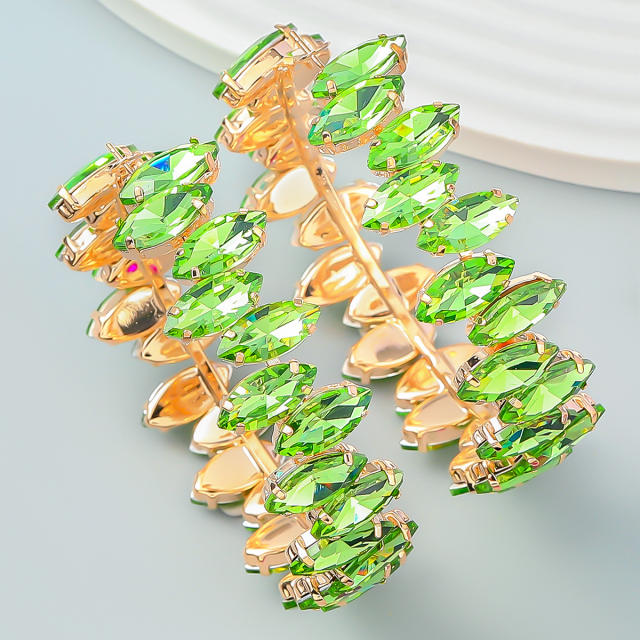 Colored glass crystal statment hoop earrings