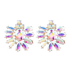 Colored glass crystal statement ear studs