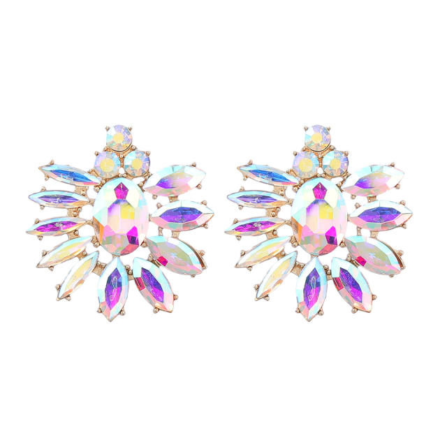Colored glass crystal statement ear studs