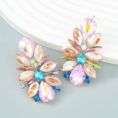 Luxury color glass crystal women ear studs