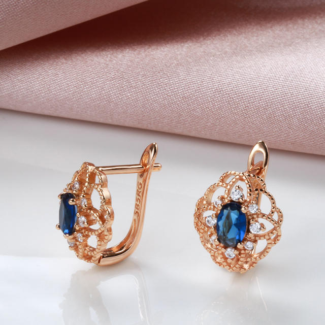 Fashion inlaid blue zircon earrings