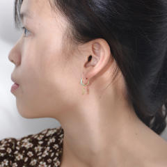S925 sterling silver turquoise beads huggie earrings