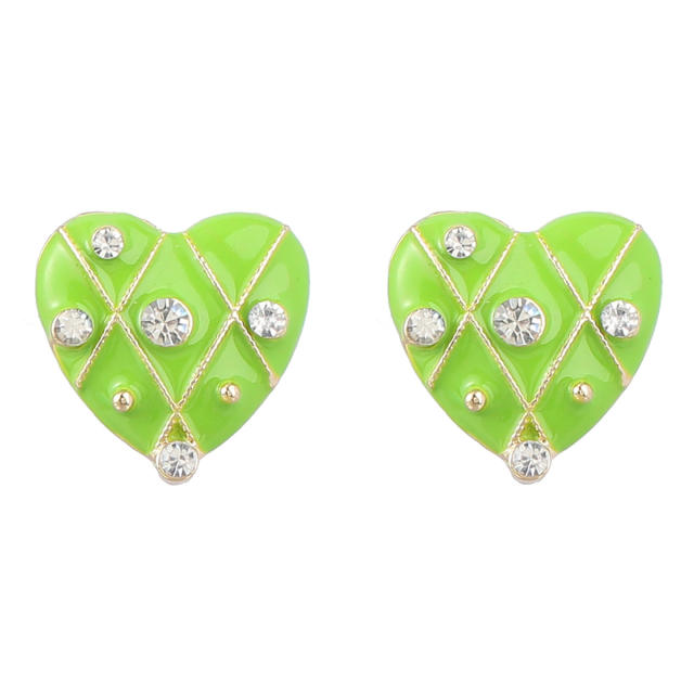 INS color enamel heart cute ear studs