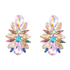 Luxury color glass crystal women ear studs
